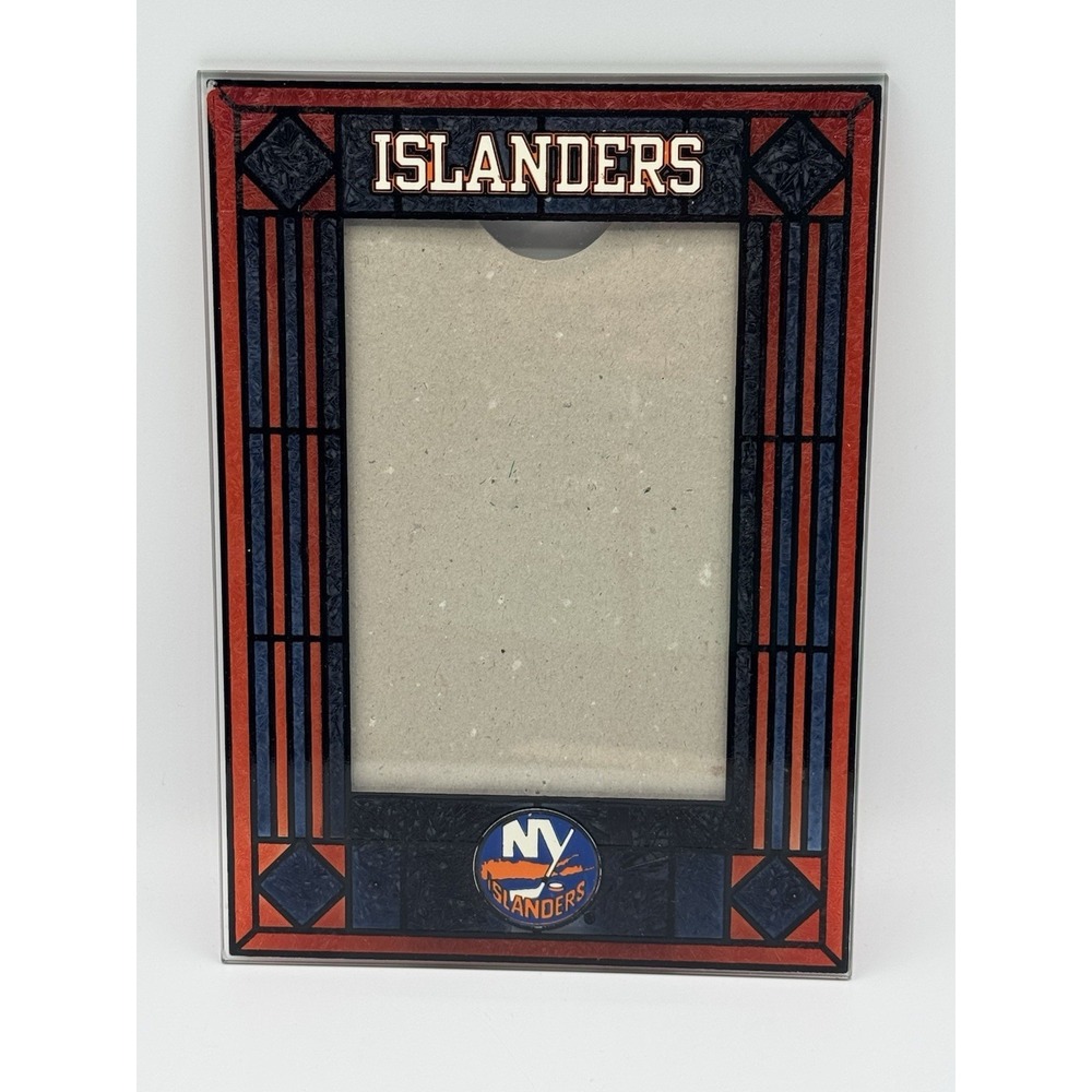 New York Islanders Stained Glass Style Picture Frame 6x9 Holds 4x6 NHL Hockey